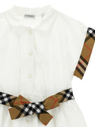 Abito per bambina Burberry Kids bianco con chiusura frontale con bottoni 8117162 A1464 BURBERRY KIDS 