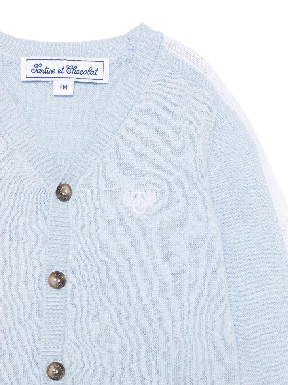 Cardigan per neonato Tartine Et Chocolat azzurro con ricamo e bordo a contrasto CA18051 45 TArtine & Chocolat KIDS 