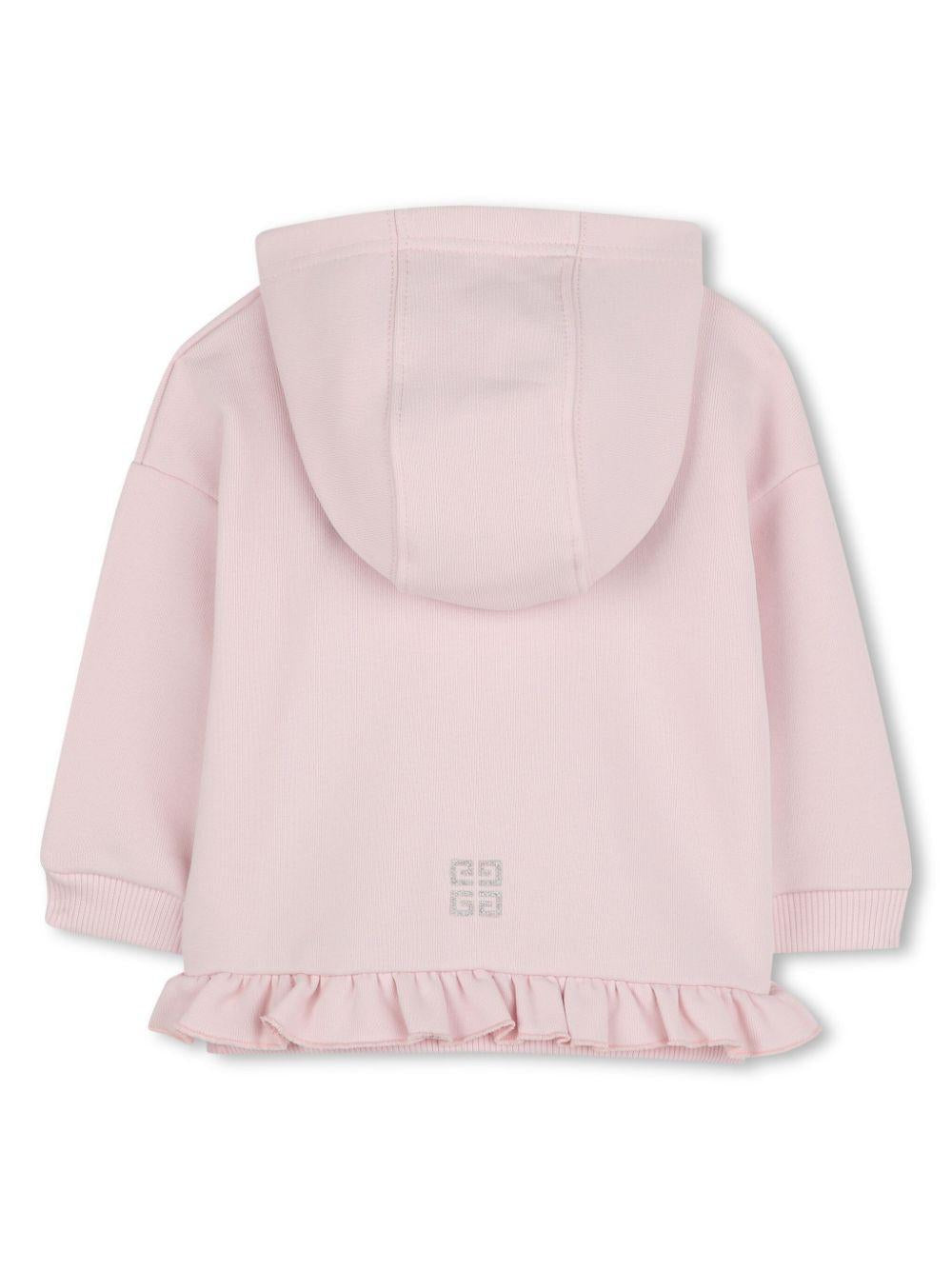 Felpa per neonata Givenchy Kids rosa con cappuccio con trama effetto lana H30654 44Z GIVENCHY KIDS 