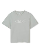 T-shirt con ricamo per bambina Chloé Kids verde con trama jersey C20485 73H CHLOE' KIDS 