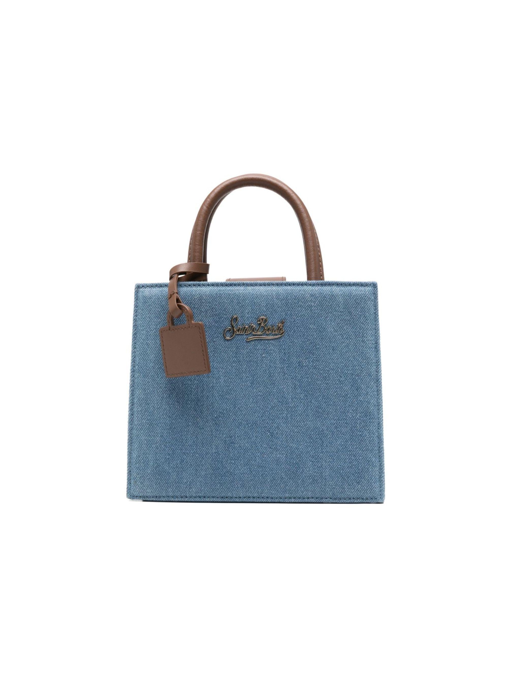 Borsa Shop mini MC2 Saint Barth denim con targhetta logo metallica sul fronte SHBM0002 00009L MC2 ST. BARTH KIDS 