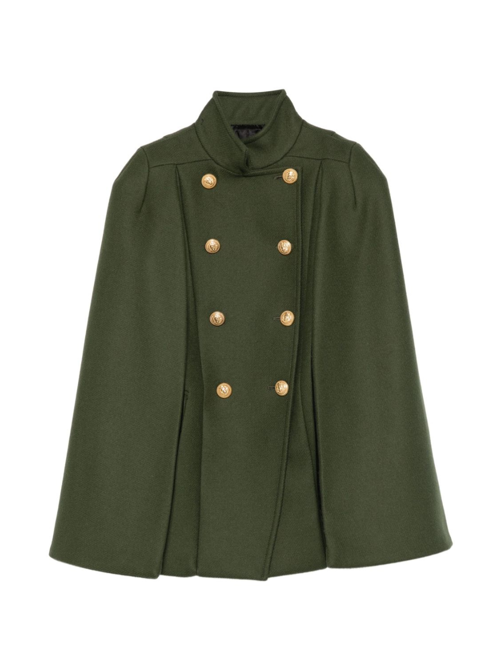 Cappotto a mantella per bambina Balmain Kids verde con collo alto BX2B03 E0169 762OR BALMAIN KIDS 