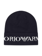 Set cappello e sciarpa per bambino Emporio Armani Kids blu con design lavorato a maglia 407524 3F932 00035 EMPORIO ARMANI KIDS 