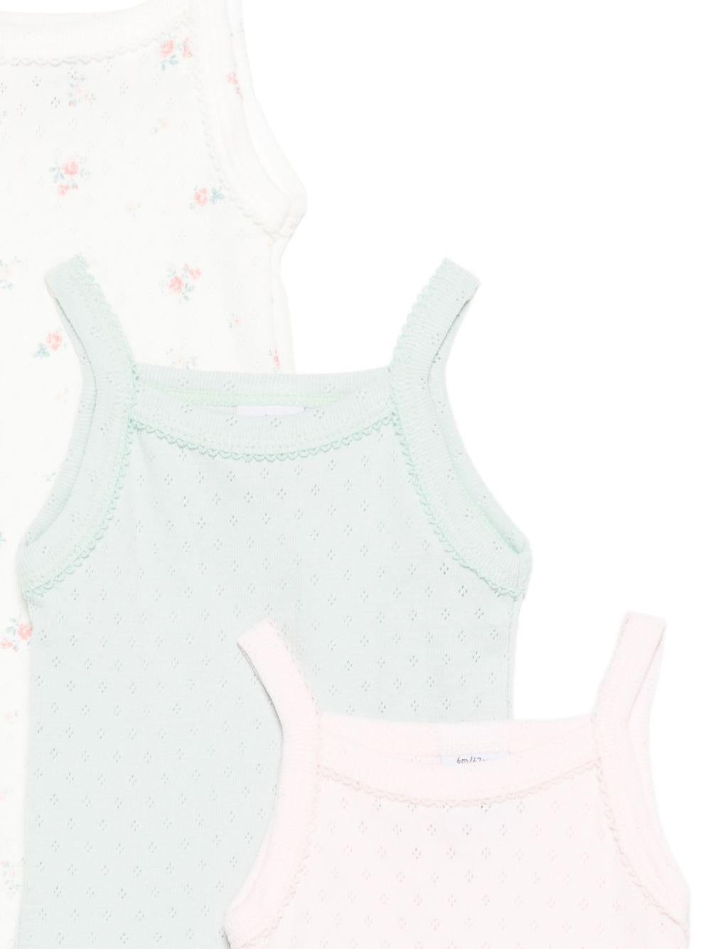 Set tre body per neonata Petit Bateau multicolore con finiture e stampa floreale A0FRW 00 PETIT BATEAU KIDS 