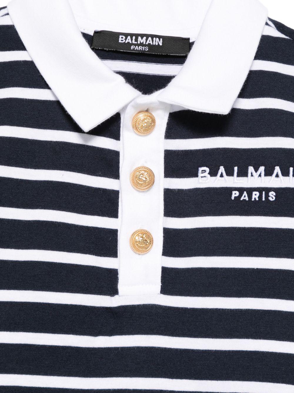 Polo per neonati Balmain Kids blu e bianco con motivo a righe BY8521 Z3657 617BC BALMAIN KIDS 