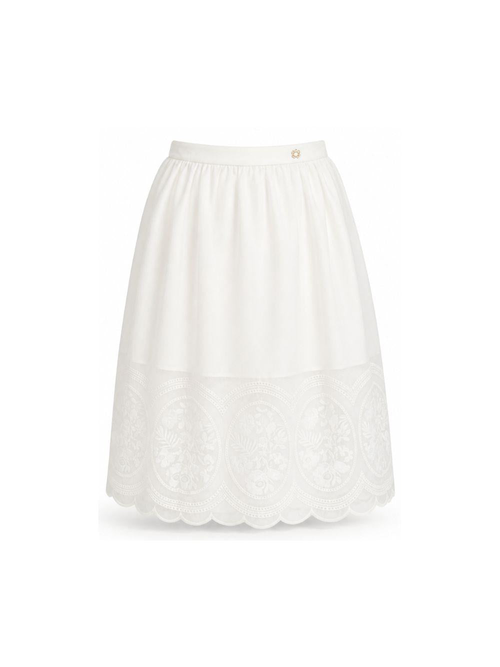 Gonna per bambina Elie Saab Junior bianca con dettagli ricamati EFGO038MXTS1110 CRM ElIE SAAB KIDS 