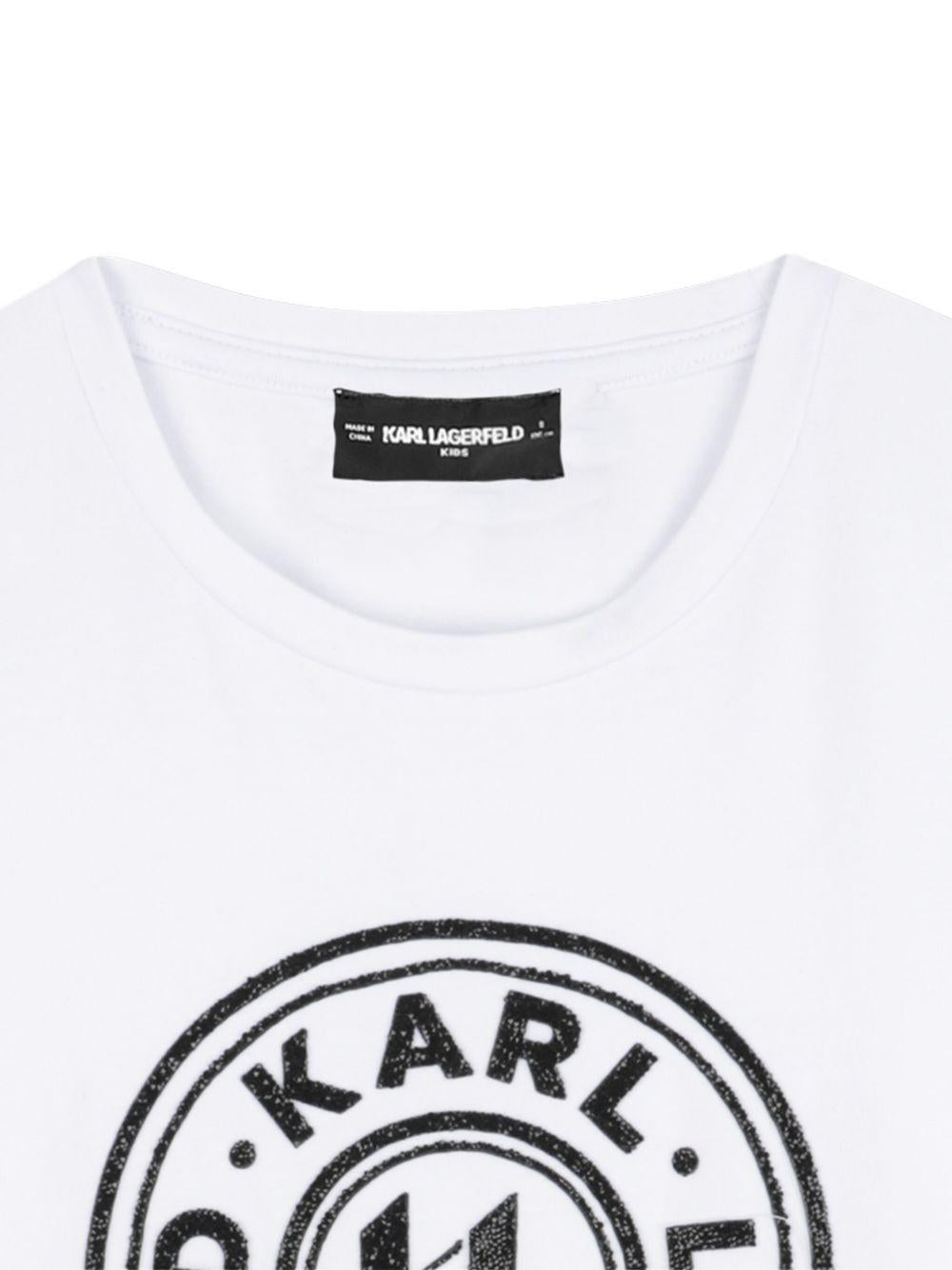 T-shirt a maniche lunghe per bambini Karl Lagerfeld Kids bianca con scollo rotondo Z30940 10P KARL LAGERFELD KIDS 