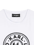 T-shirt a maniche lunghe per bambini Karl Lagerfeld Kids bianca con scollo rotondo Z30940 10P KARL LAGERFELD KIDS 