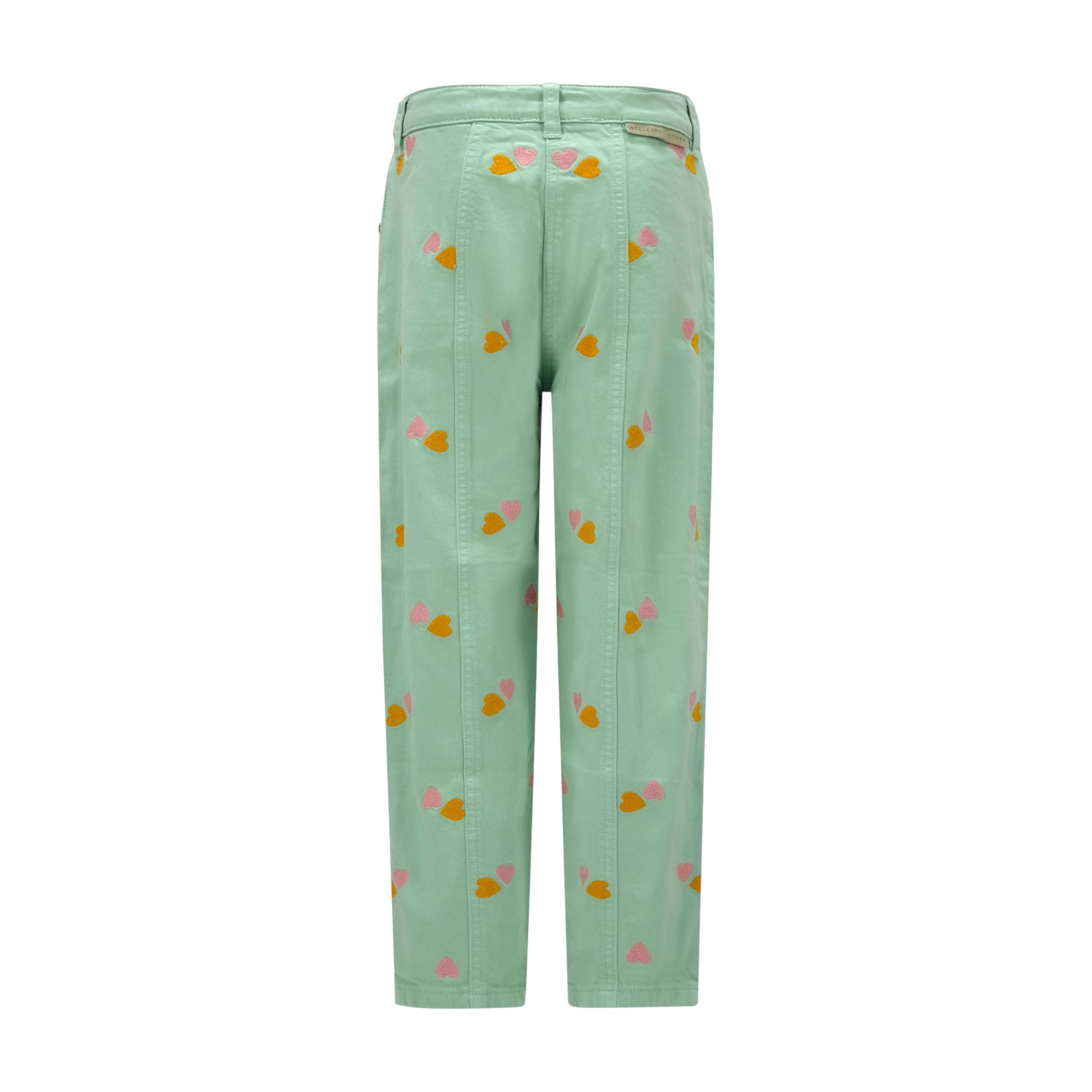 Pantaloni per bambina Stella McCartney Kids verde con dettagli cuoricini TY6A50 Z3454 754EM STELLA McCARTNEY KIDS 