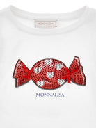 T-shirt per bambina Monnalisa bianca con paillettes 19G608 7005 0099 MONNALISA KIDS 