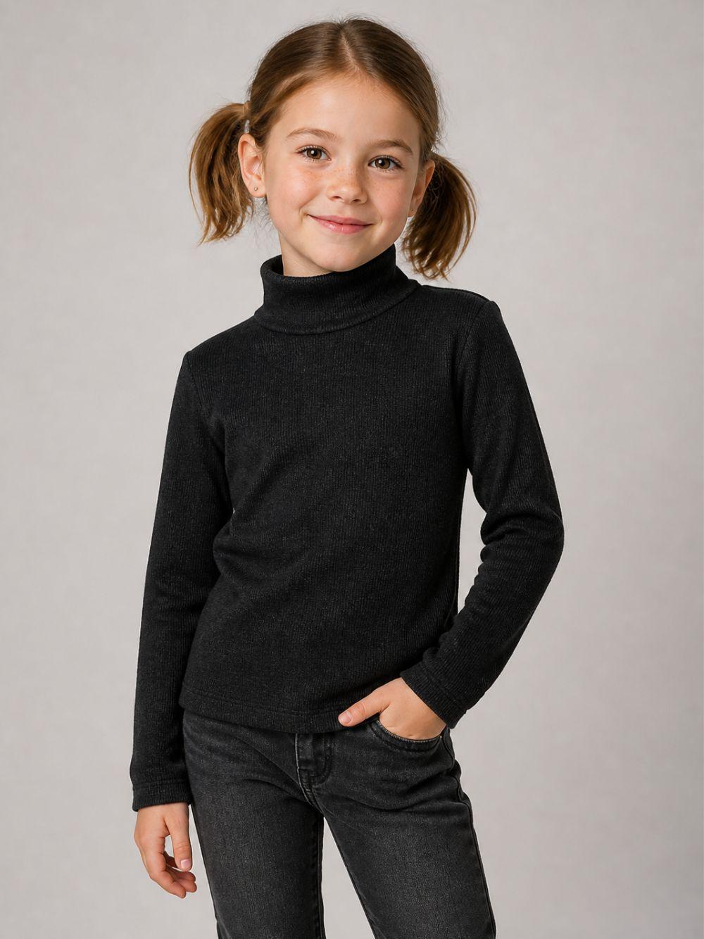 Maglione per bambina Monnalisa Kids nero con motivo a coste 17HLUC 8212 0050 MONNALISA KIDS 