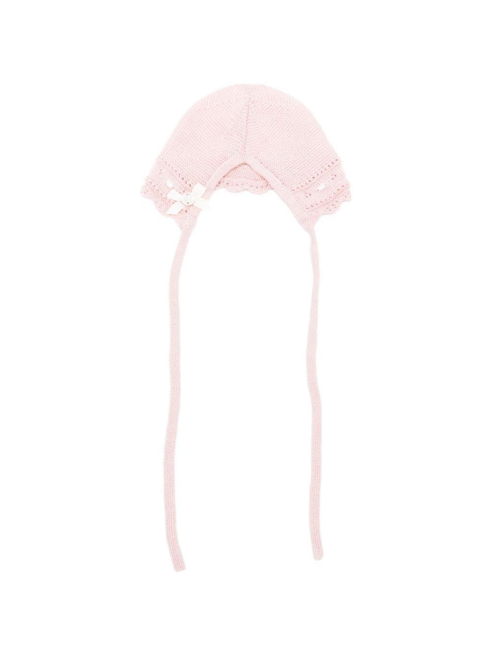 Cappello Allegra per neonata Paz Rodriguez rosa con chiusura con laccio 011-123254 37 PaZ RODRIGUEZ 
