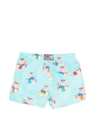 Costume per bambino MC2 Saint Barth Kids azzurro con stampa grafica maialini all-over JEA0004 02029L MC2 ST. BARTH KIDS 