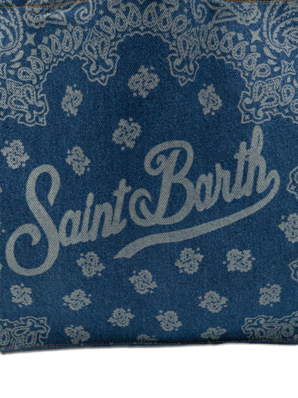 Borsa tote Essential Bag N MC2 Saint Barth denim con stampa paisley e logo stampato EBAGN006 00780L MC2 ST. BARTH KIDS 
