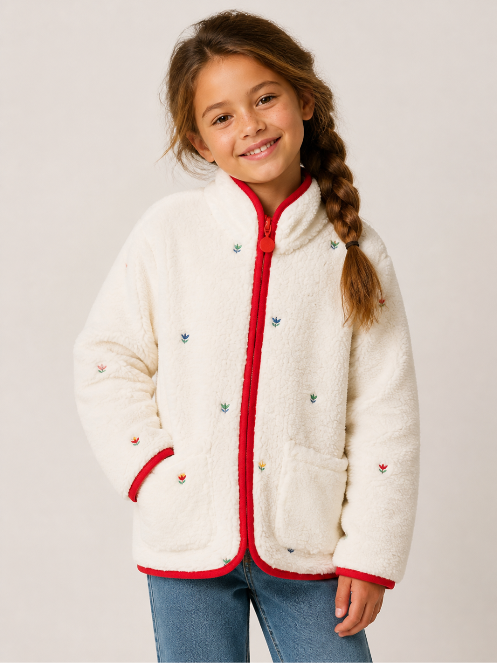 Giubbino per bambina Stella McCartney Kids bianco con ricami floreali TZ2A47 Z3881 189EM STELLA McCARTNEY KIDS 