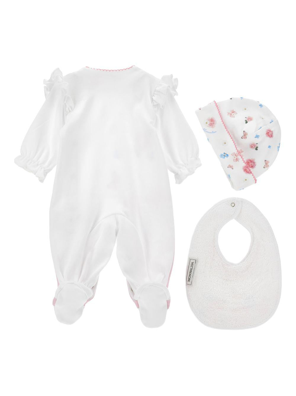 Set neonata Monnalisa bianco con stampa a fiori 35G504 7000 9990 MONNALISA KIDS 