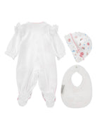 Set neonata Monnalisa bianco con stampa a fiori 35G504 7000 9990 MONNALISA KIDS 