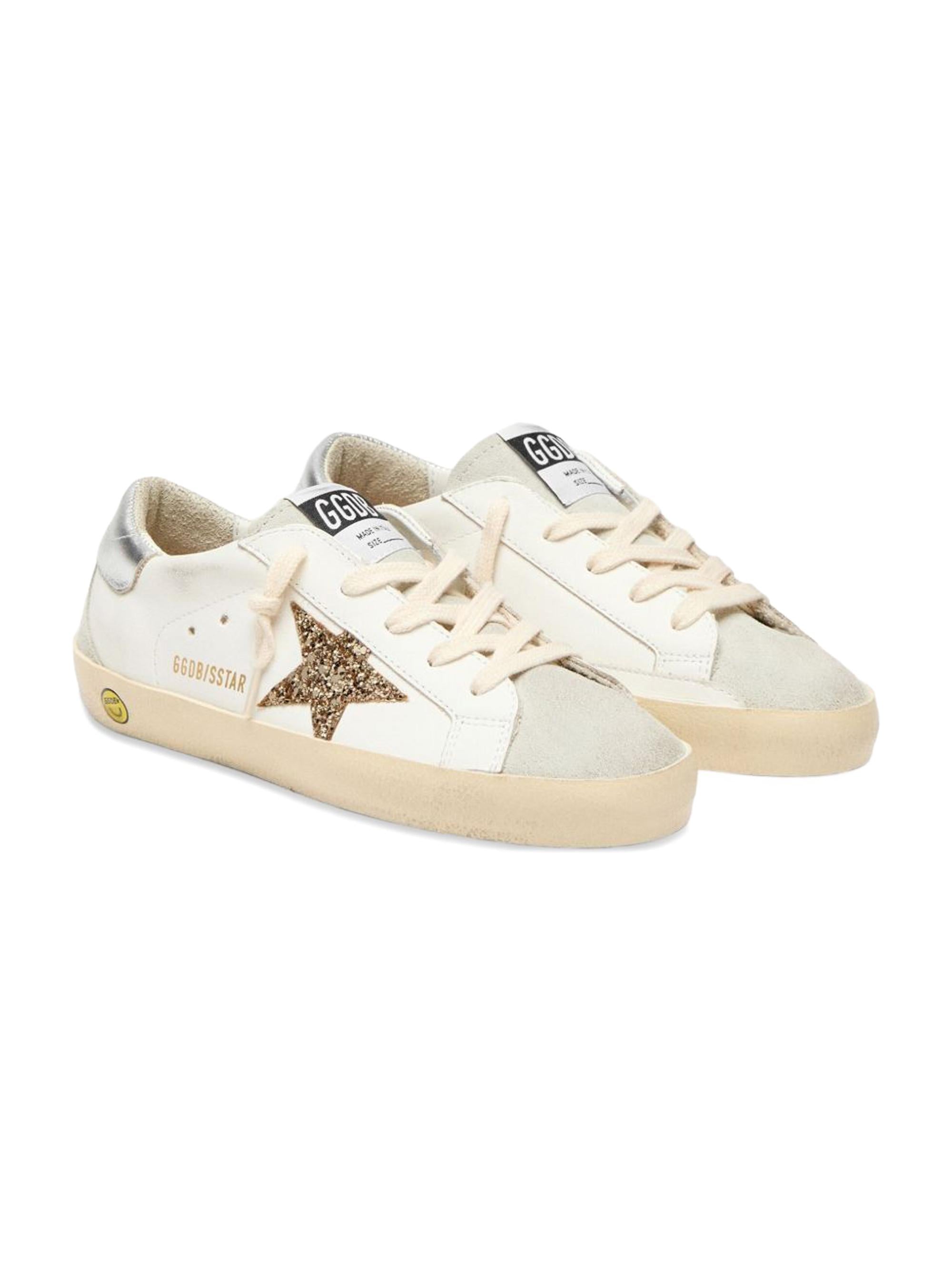 Sneakers in pelle per bambina Golden Goose Kids bianco con stella glitter F00102F008030 10417 GOLDEN GOOSE KIDS 
