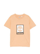 T-shirt per bambino Timberland Kids beige con stampa grafica T60969 230 TIMBERLAND KIDS 