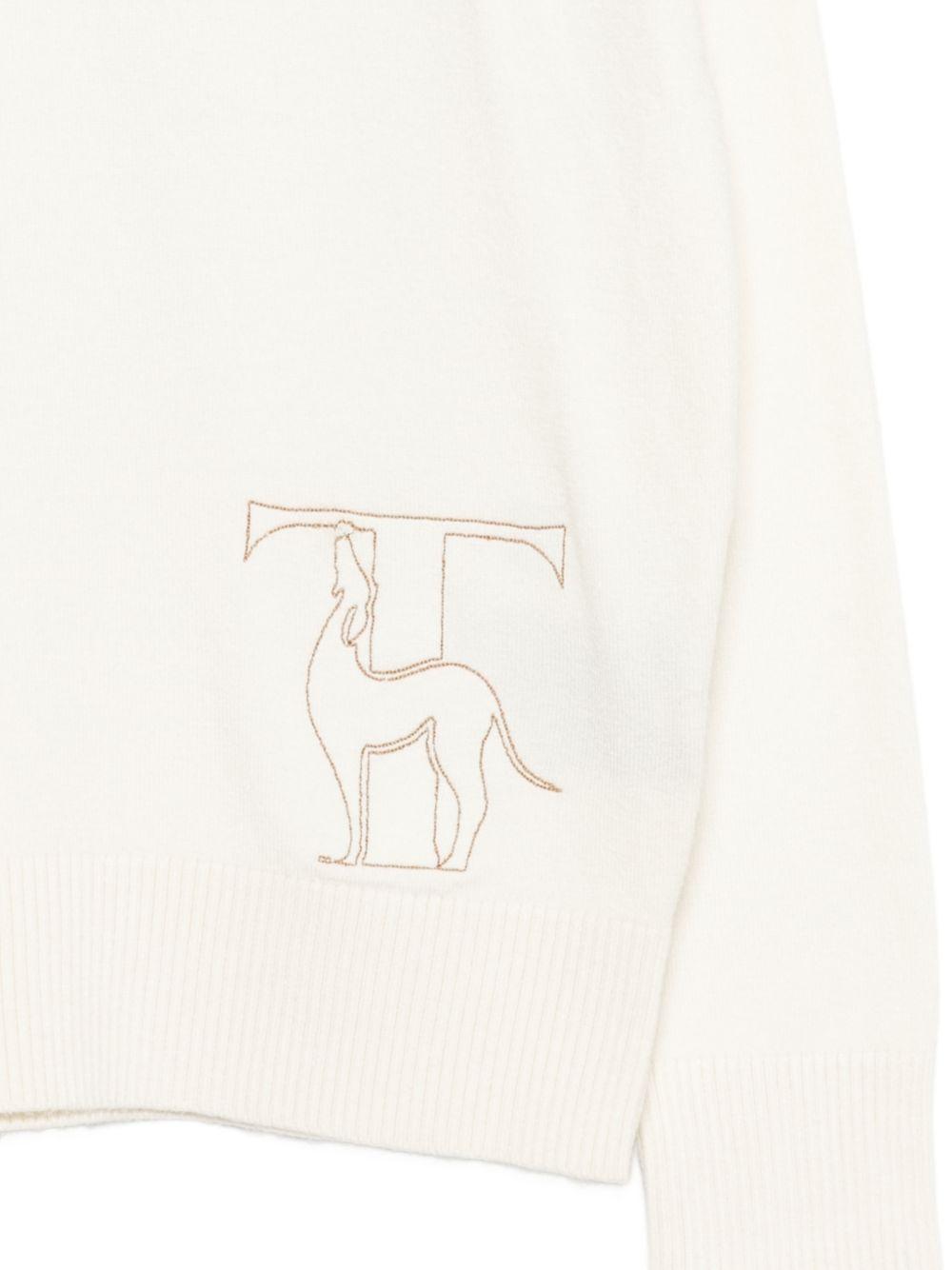 Maglione per bambino Trussardi Kids bianco con ricamo logo TBA26038MA OFF-WHITE TRUSSARDI KIDS 