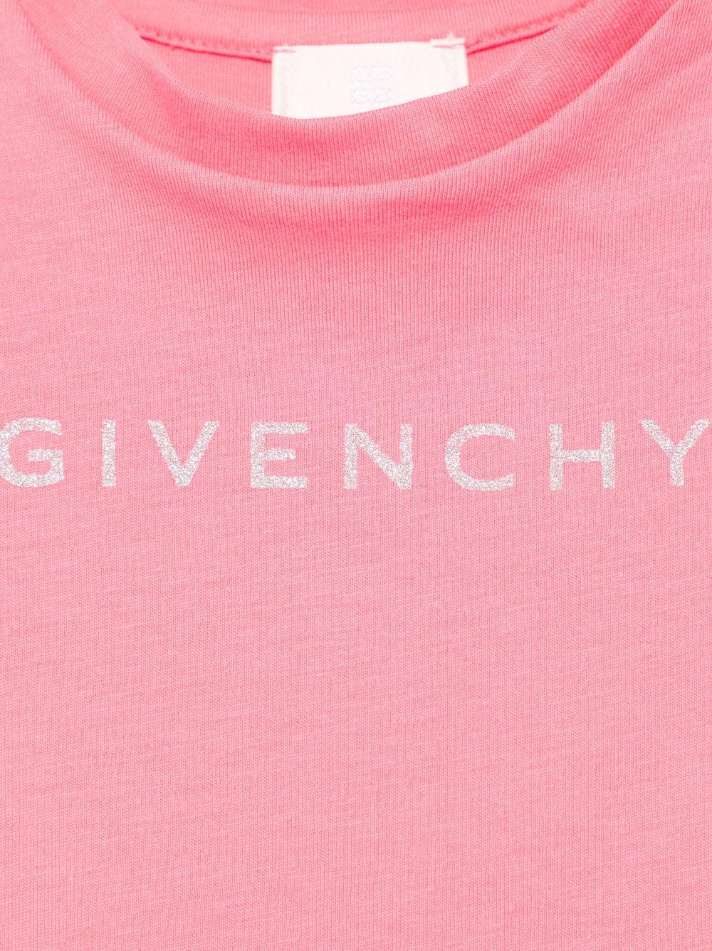T-shirt con stampa logo per neonata Givenchy Kids rosa con girocollo H30664 488 GIVENCHY KIDS 