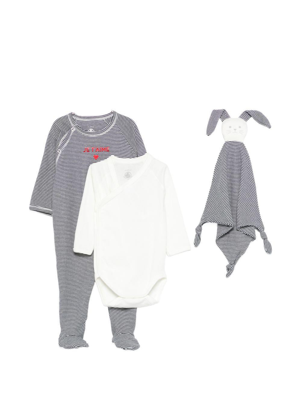 Set tutine e doudou per neonati Petit Bateau multicolor con design a righe A0F6G 00 PETIT BATEAU KIDS 
