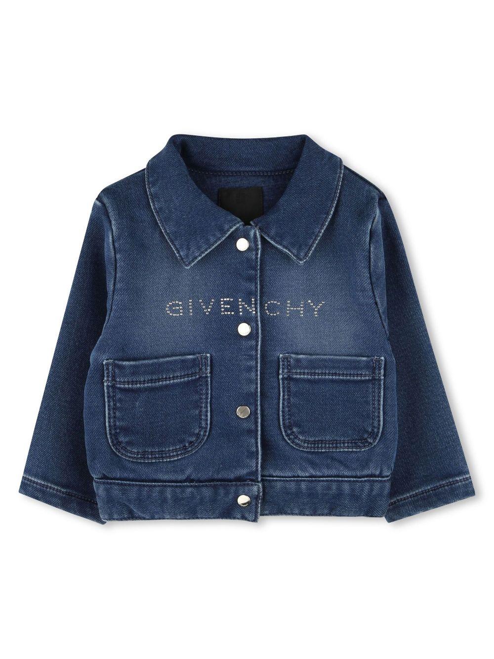 Giubbino denim per neonata Givenchy Kids blu con decorazione con strass H30646 Z10 GIVENCHY KIDS 