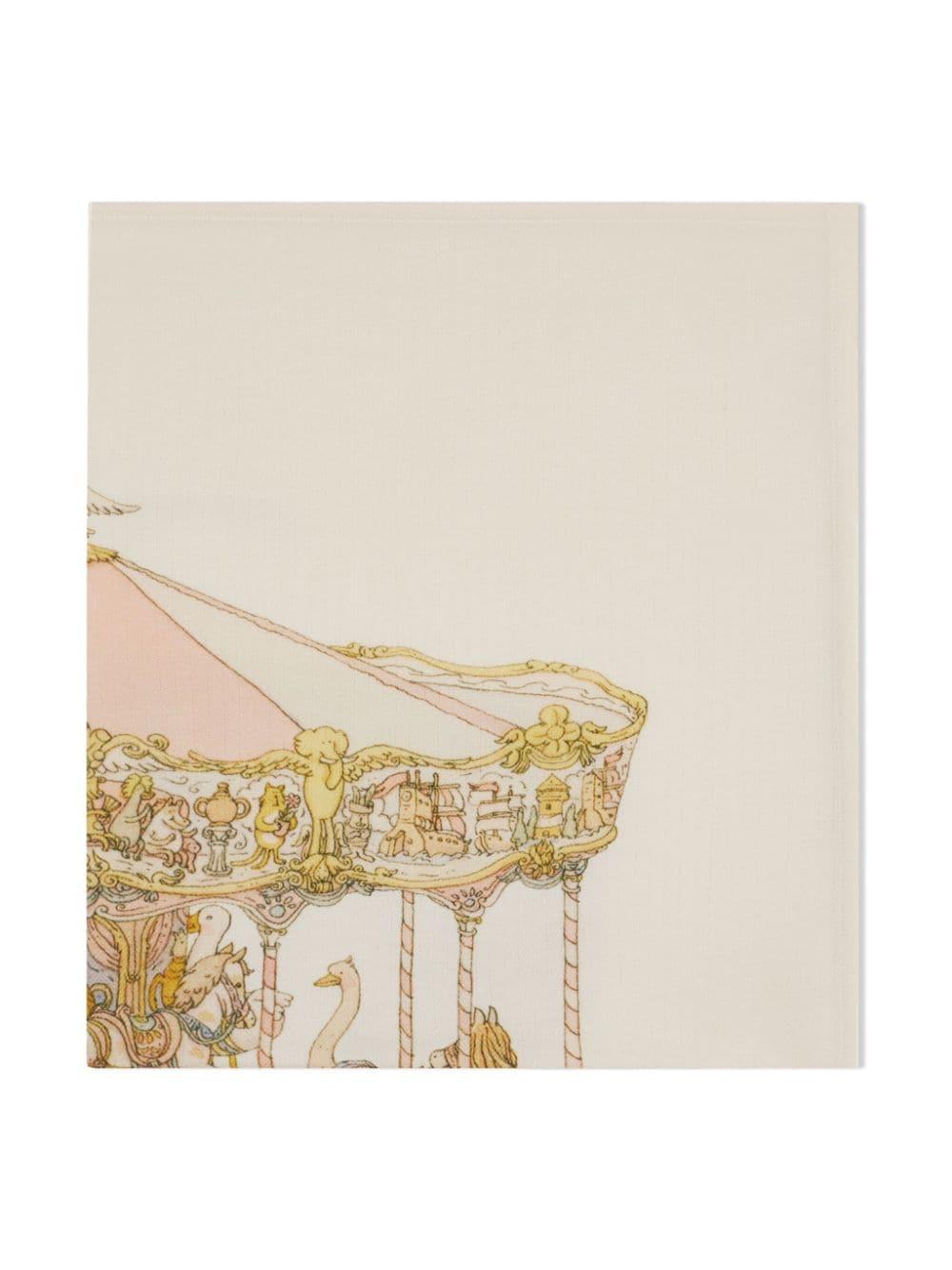 Coperta per neonati Atelier Choux Paris beige con stampa Carousel CBCWCARPB CAROUSEL ATELIER CHOUX PARIS KIDS 