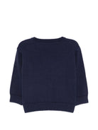 Maglione per neonato Moschino Kids blu con Teddy ricamato sul davanti M8W00JLHE62 40016 MOSCHINO KIDS 