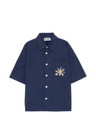 Camicia per bambino Moschino Kids blu con colletto classico HUC01WLLA10 40016 MOSCHINO KIDS 