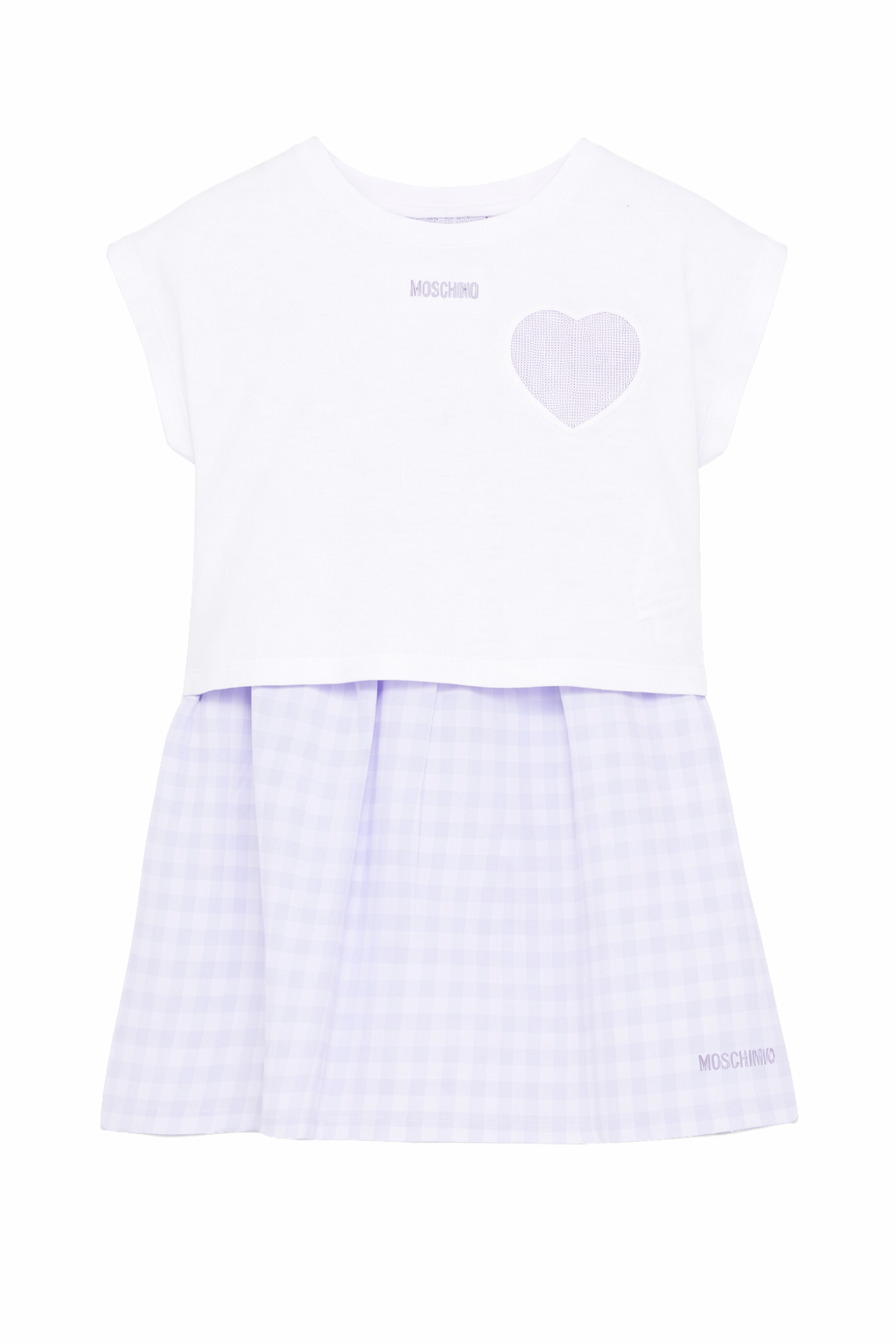 Abito per bambina Moschino Kids viola a quadretti a cuore HDG01SN0N07 83661 MOSCHINO KIDS 