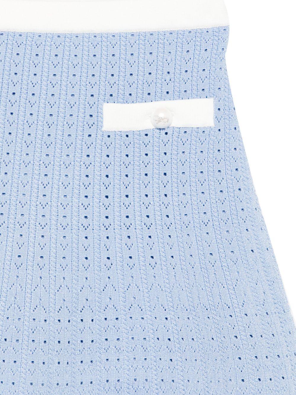 Gonna per bambina Self-Portrait Kids azzurra con lavorazione pointelle PF25 716SKBL BLUE SELF-PORTRAIT KIDS 