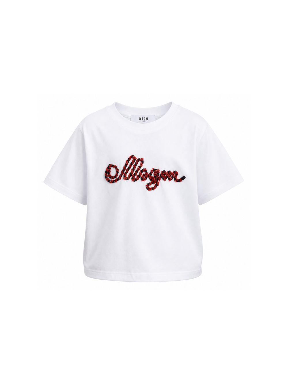 T-shirt per bambina MSGM Kids bianca con perline S6MSJGTH173 001 MSGM KIDS 