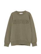Felpa per bambino Golden Goose Kids verde con logo sul davanti GKP02214P002244 35479 GOLDEN GOOSE KIDS 