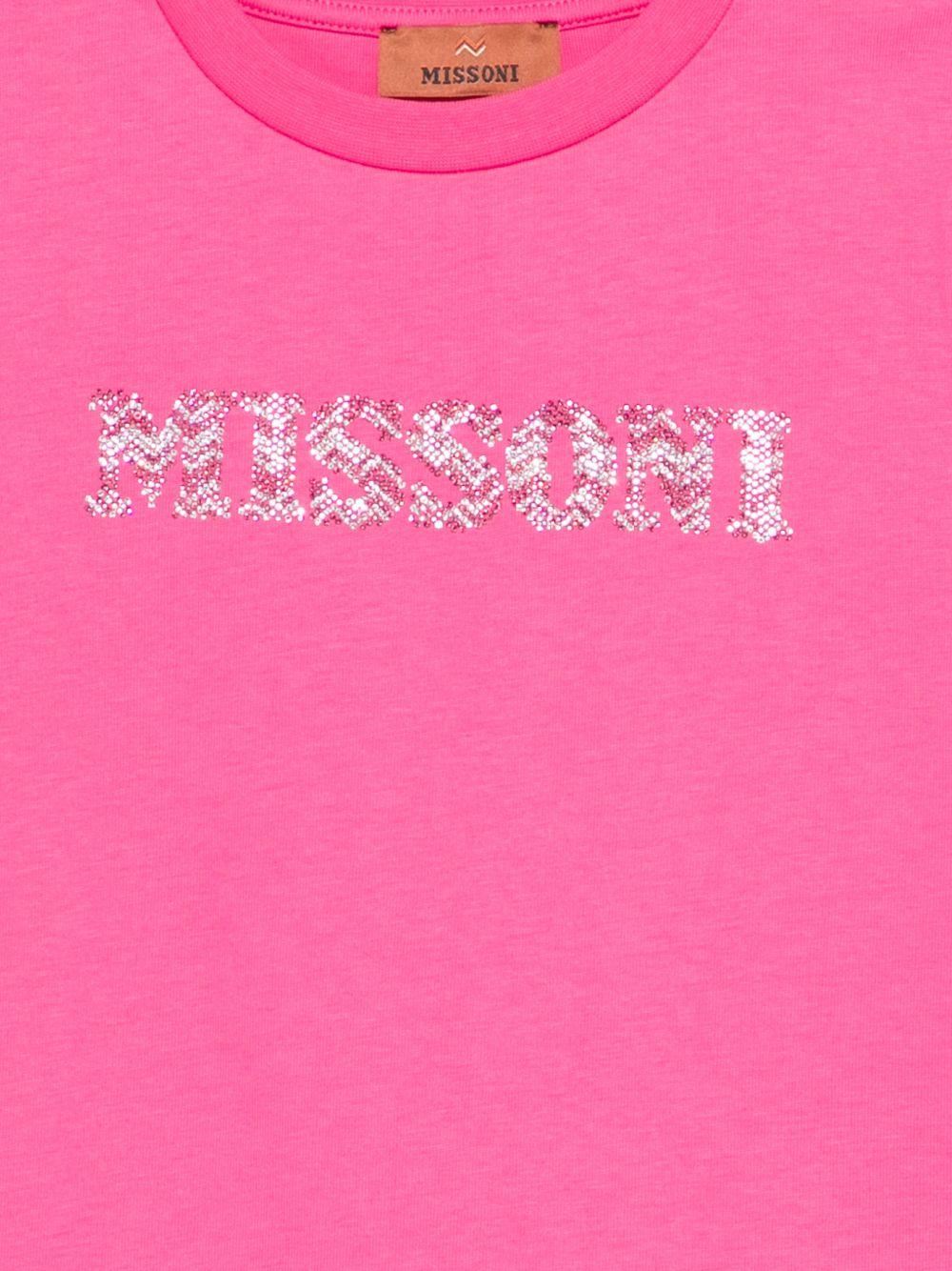 T-shirt per bambina Missoni Kids rosa con logo decorato MY8A91 Z3672 513 MISSONI KIDS 