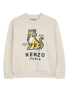 Felpa per bambino Kenzo Kids beige con stampa tigre sul davanti K61879 255 KENZO KIDS 