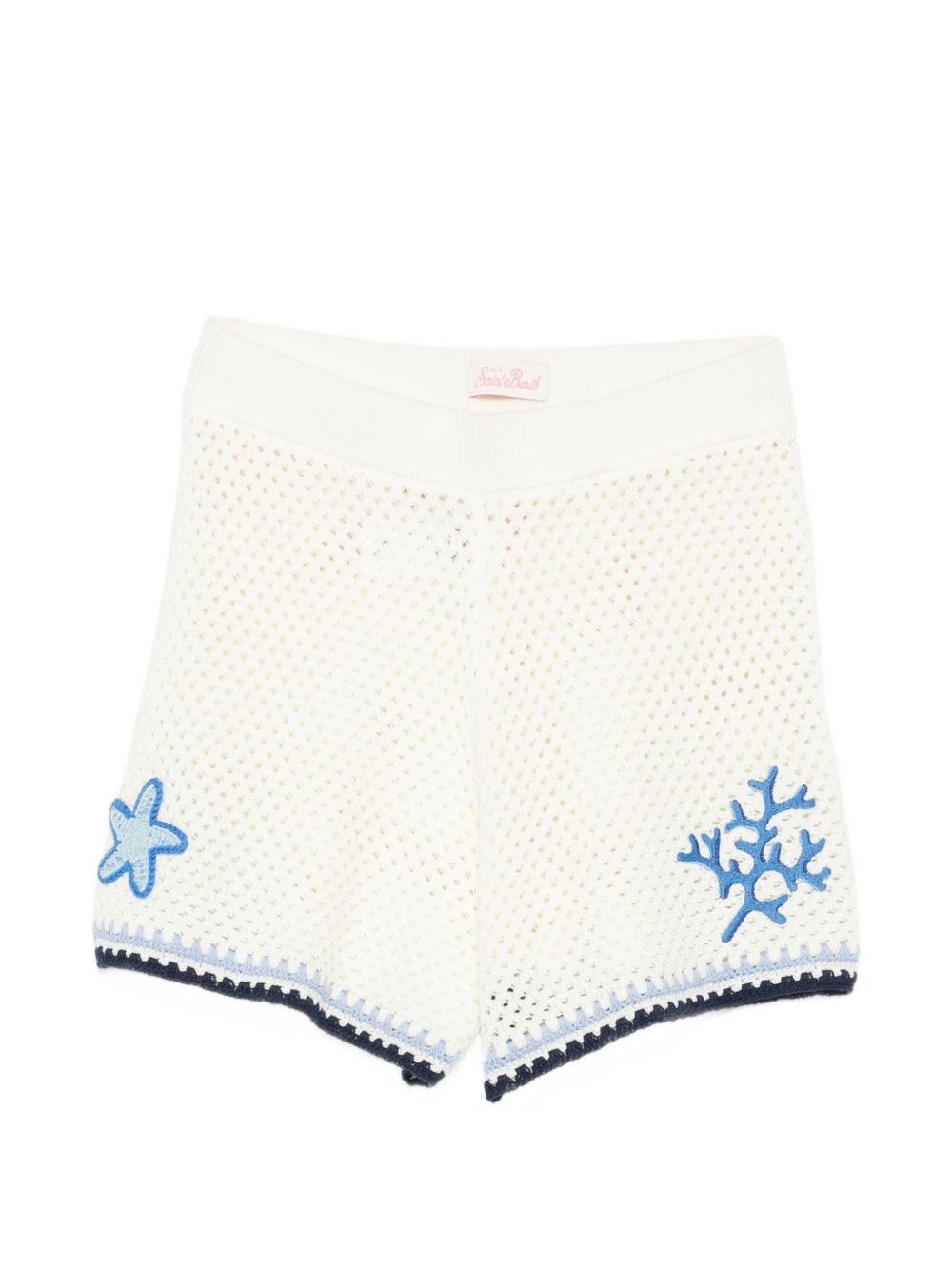 Pantaloncini Yvette da donna MC2 Saint Barth bianchi lavorati all'uncinetto YVT0001 00256L MC2 ST. BARTH 