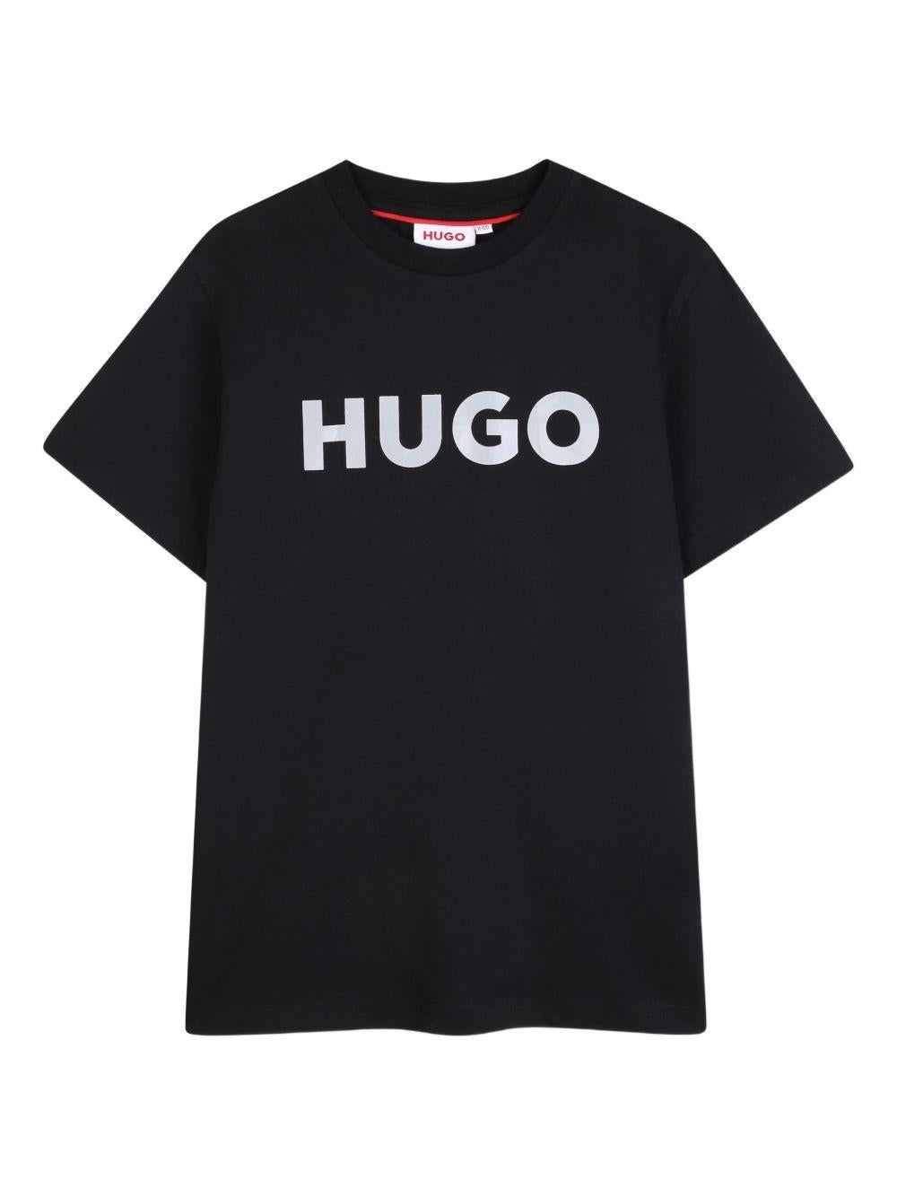 T-shirt per bambino Hugo Kids nera con logo a contrasto G01016 09B Hugo KIDS 