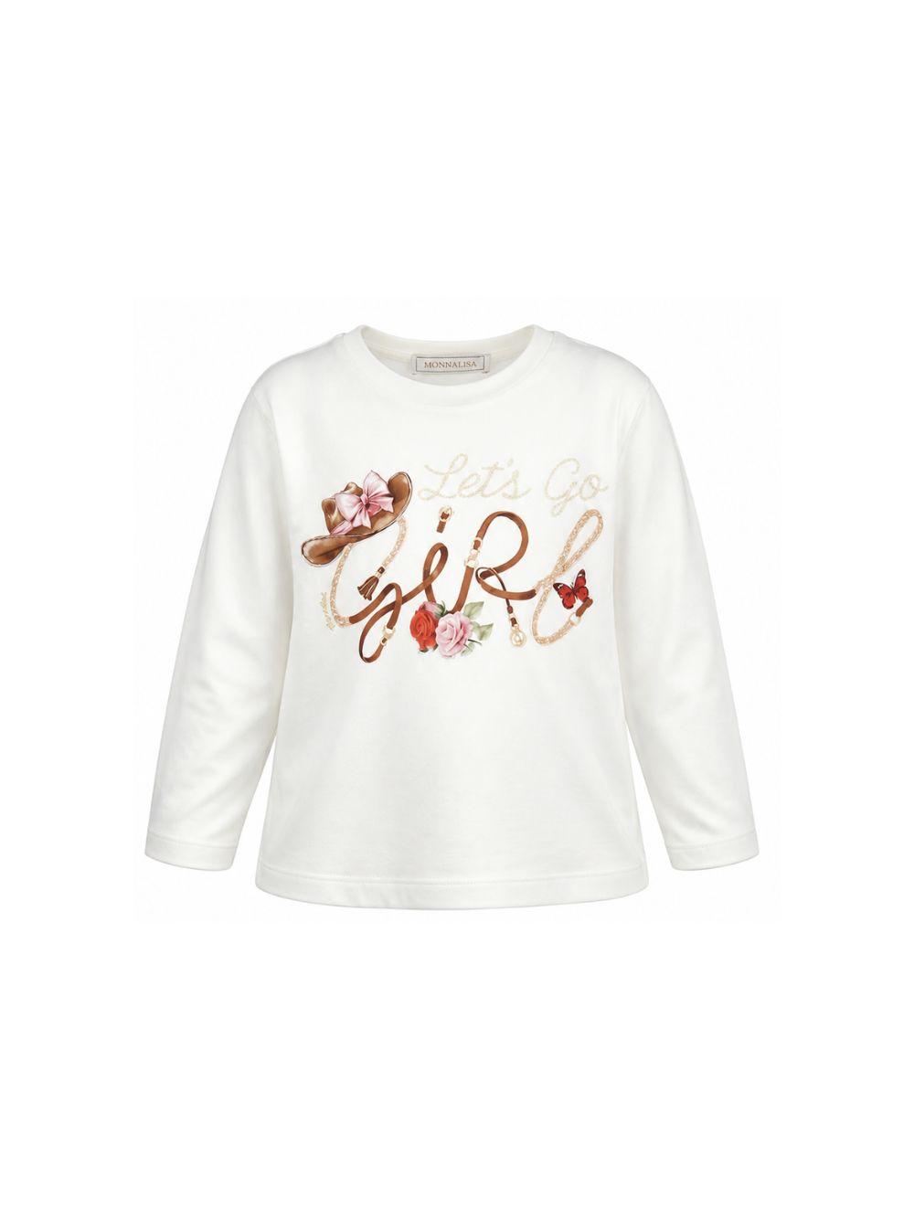 T-shirt per bambina Monnalisa Kids bianca con stampa grafica sul davanti 11H612 8201 0001 MONNALISA KIDS 