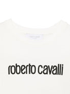 T-shirt per bambino Roberto Cavalli Kids bianca con logo sul davanti CBP26131TS WHITE ROBERTO CAVALLI KIDS 