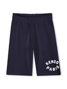 Bermuda per bambino Kenzo Kids blu con applicazione logo sulla gamba K61181 848 KENZO KIDS 