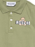 Polo per neonato Moschino Kids verde con stampa grafica con logo MUM04JLFA09 30037 MOSCHINO KIDS 