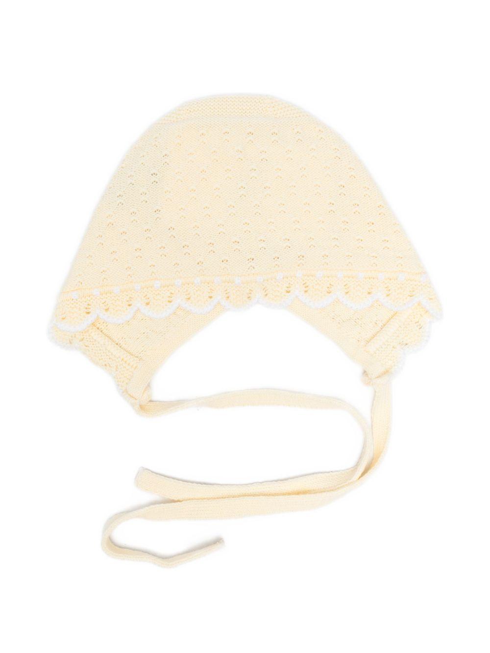 Cappello per neonata Paz Rodriguez giallo con bordo a smerlo 011-123520 0501 PaZ RODRIGUEZ KIDS 