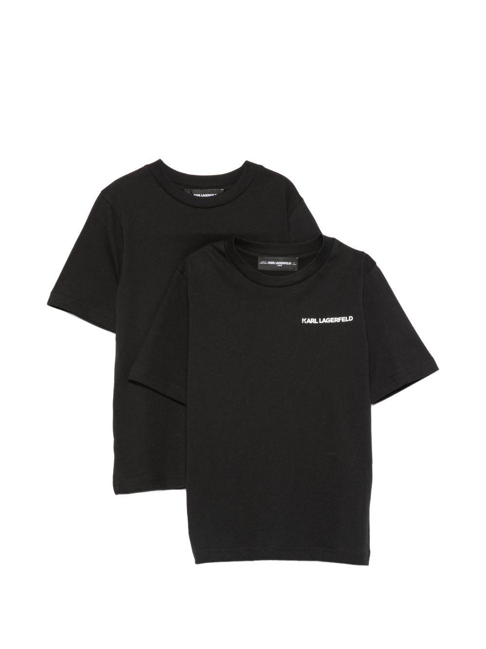 Set di due t-shirt per bambino Karl Lagerfeld Kids nero con logo sul petto Z31469 09B KARL LAGERFELD KIDS 