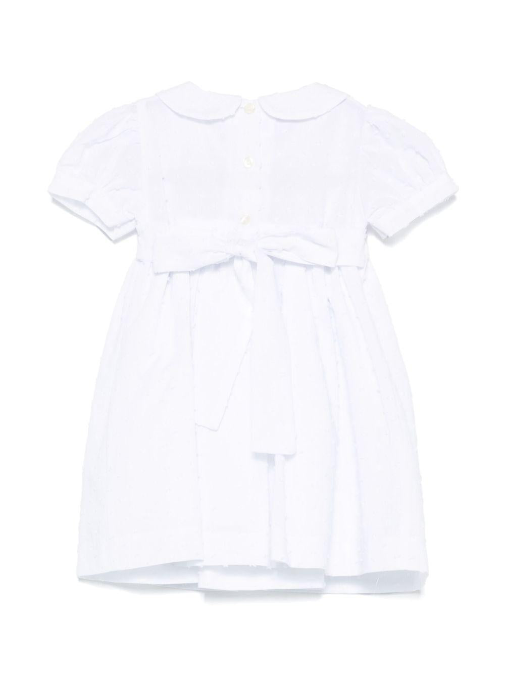 Abito per neonata Mariella Ferrari bianco con inserto con punto smock ATC3 043 MARIELLA FERRARI 