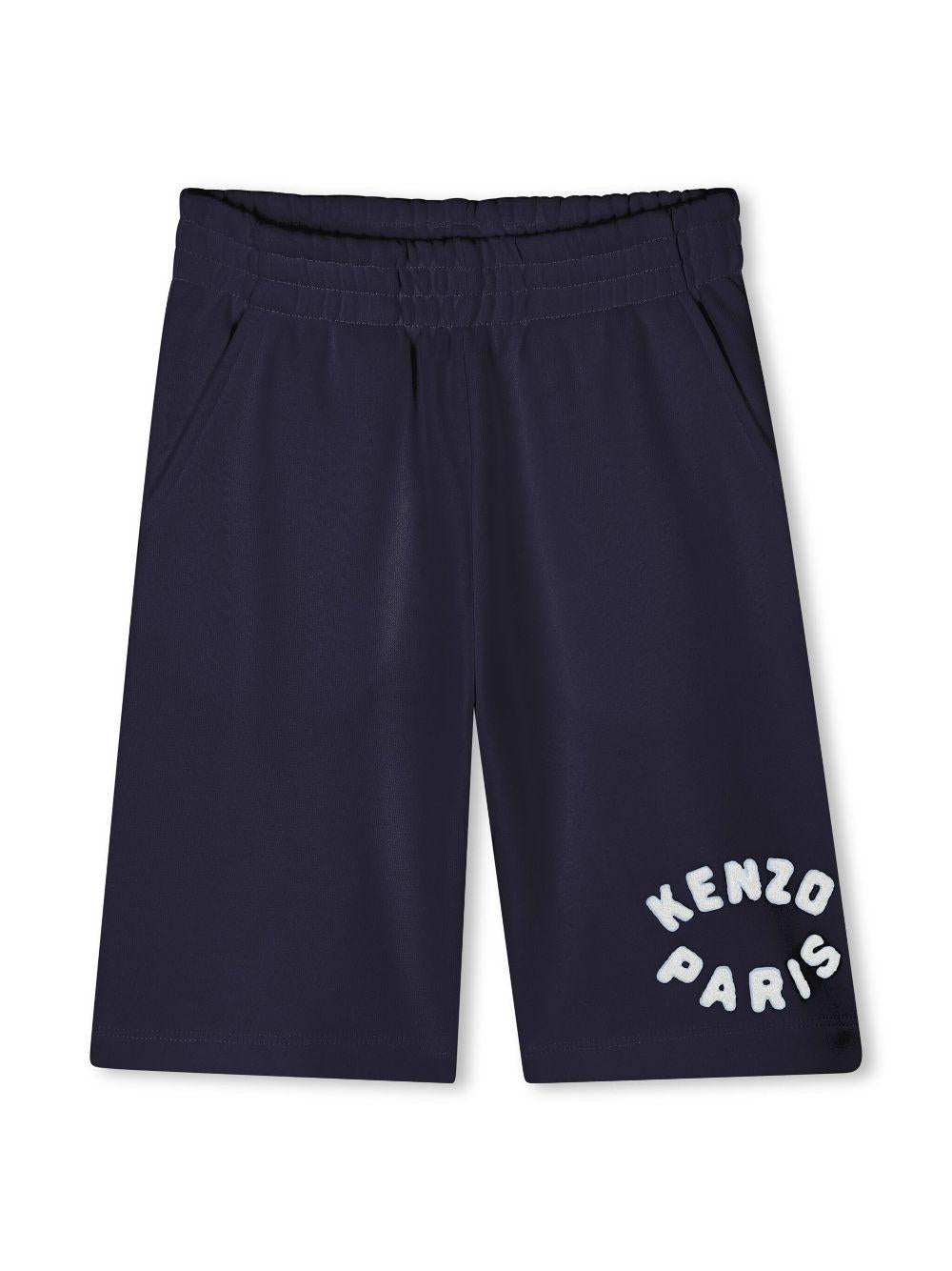 Bermuda per bambino Kenzo Kids blu con applicazione logo sulla gamba K61181 848 KENZO KIDS 