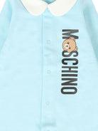 Tutina per neonato Moschino Kids azzurra con colletto alla Peter Pan MMY08CLCA63 40304 MOSCHINO KIDS 