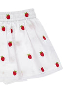 Shorts per bambina Monnalisa bianchi con ricamo fragole all-over 31G413 7944 9944 MONNALISA KIDS 