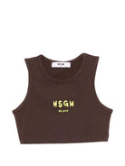 Top per bambina MSGM Kids marrone con stampa logo S6MSJGTO011 943 MSGM KIDS 