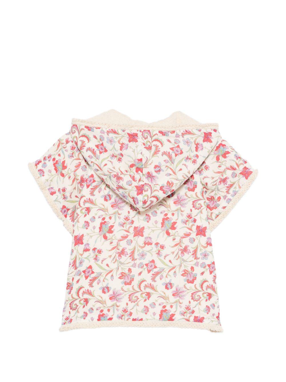 Accappatoio per neonata Louise Misha Kids bianco con stampa a fiori all-over FBI-S26-B0239 CREAM LOUISE MISHA KIDS 